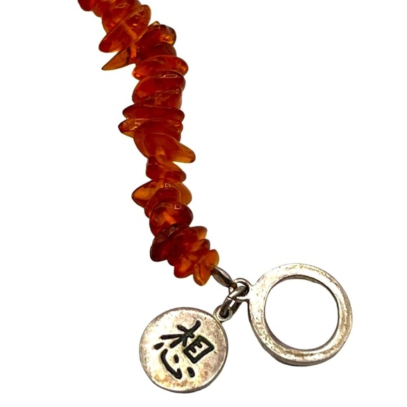 Amber Chip Beaded Bracelet With "Imagine" Toggle Clasp & Chinese Pendant - Picture 7 of 7